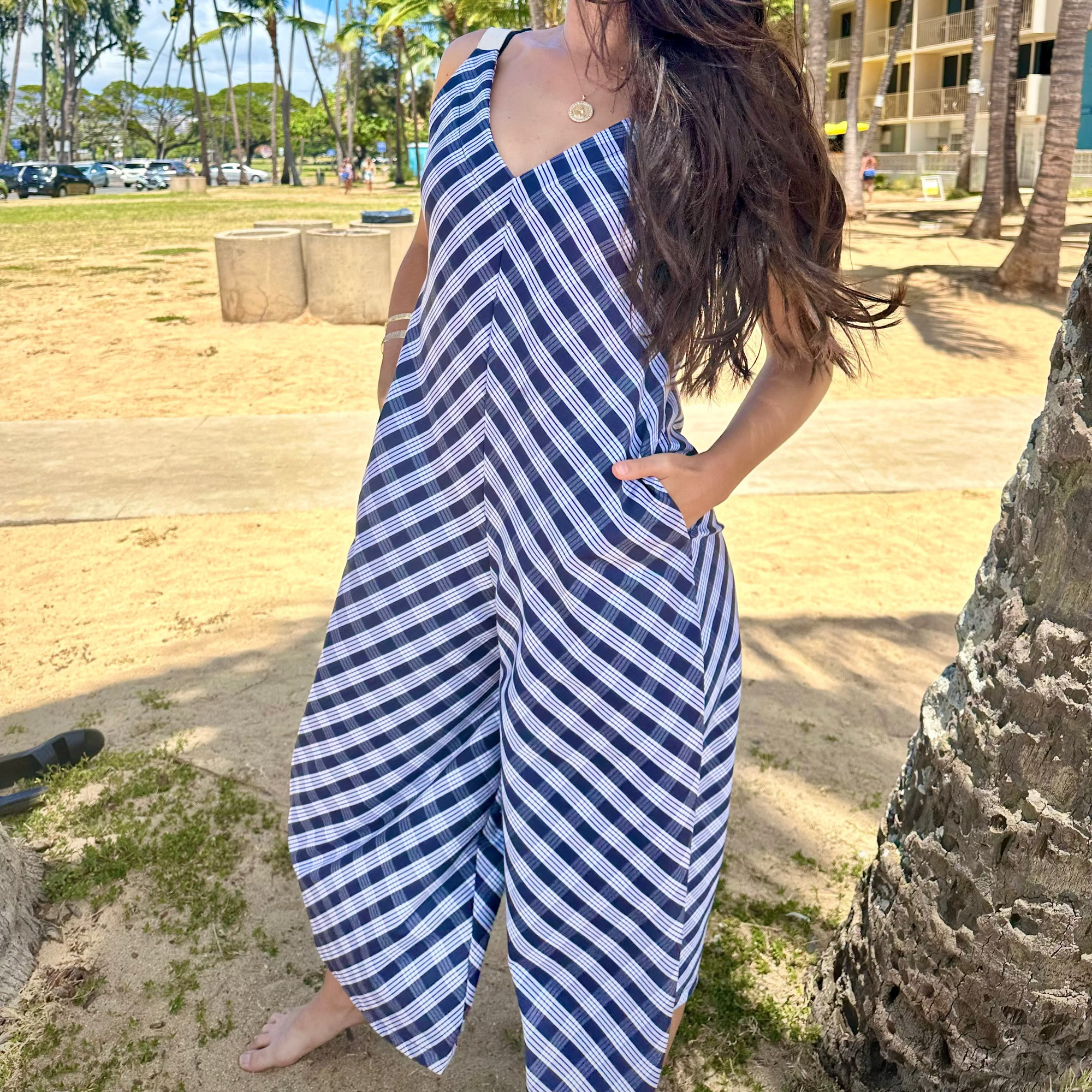 Palaka Romper | Navy Blue