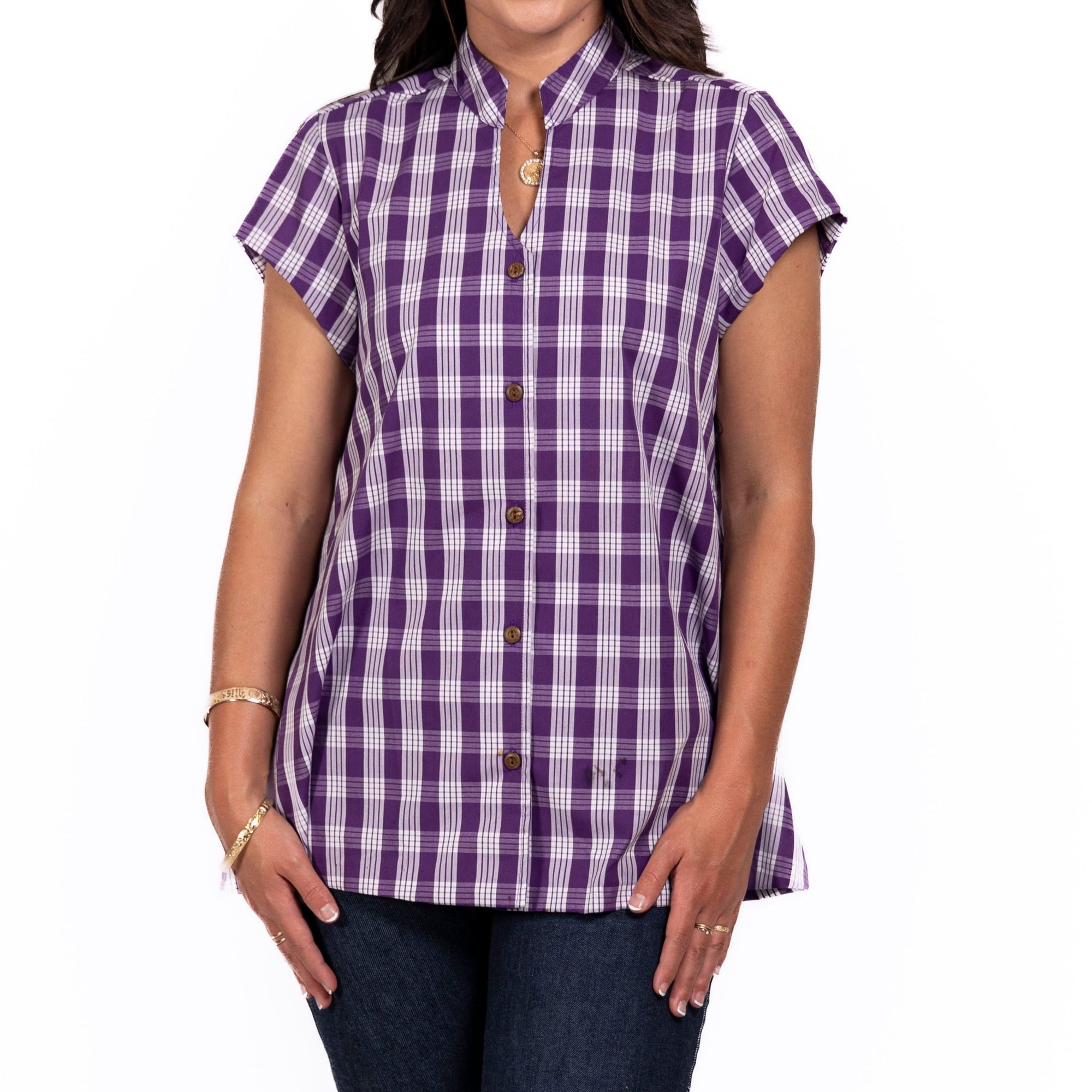 Lilia Top | Purple Palaka