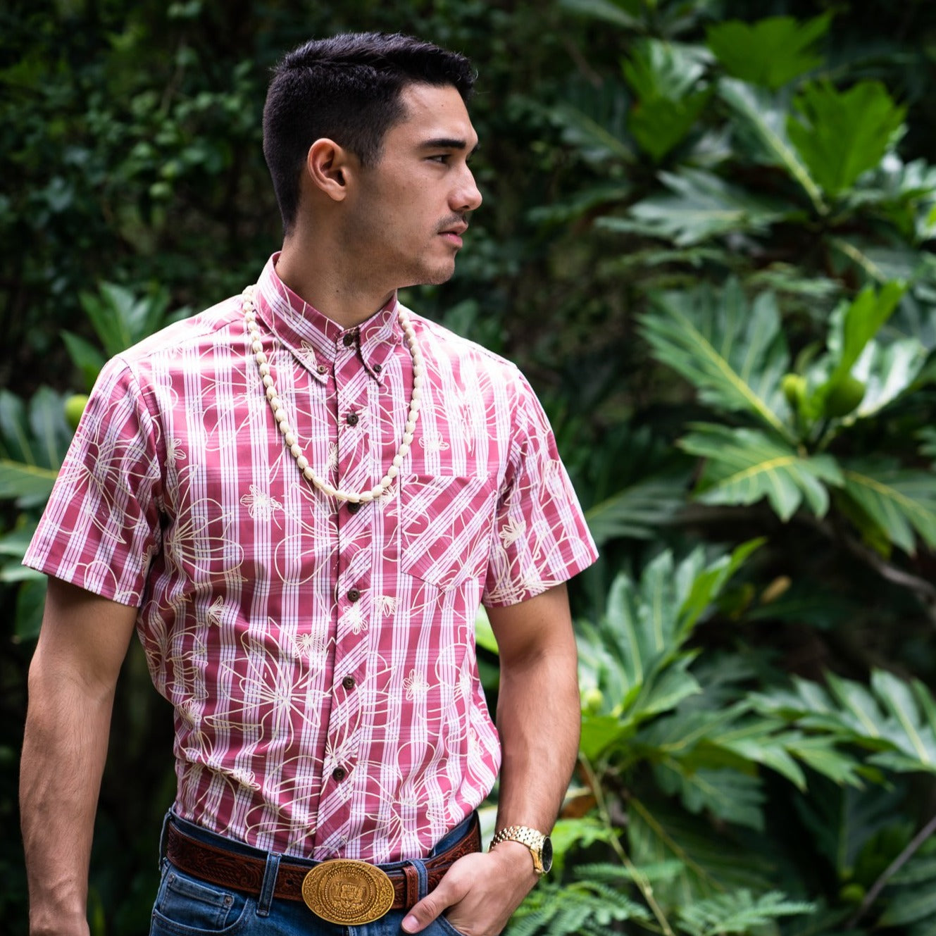 Palaka Shirt | Lokelani Pink Naupaka