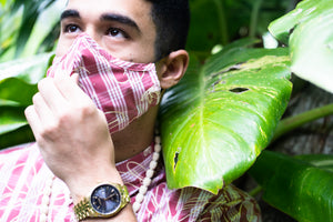 ʻOpihi Mask | Lokelani Pink Palaka Naupaka